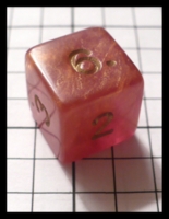 Dice : Dice - 6D - Red Quartz Look with Gold Numerals - FA collection buy Dec2010